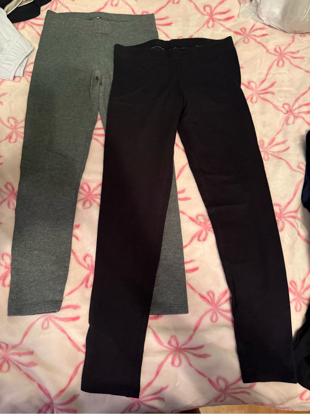 Girls' Basic Stretch Leggings - Black & Gray